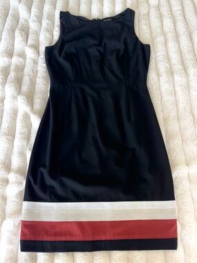 White House Black Market Sleeveless Sheath Dress with Red and White Trim